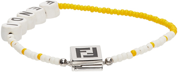 Photo: Fendi Yellow & White Beaded 'Forever Fendi' Bracelet