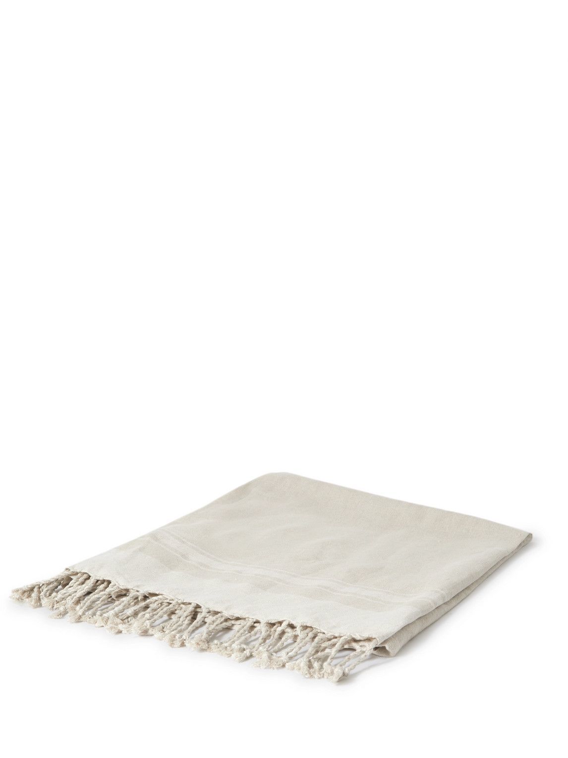 Brunello Cucinelli Fringed Striped Linen Beach Towel Brunello Cucinelli
