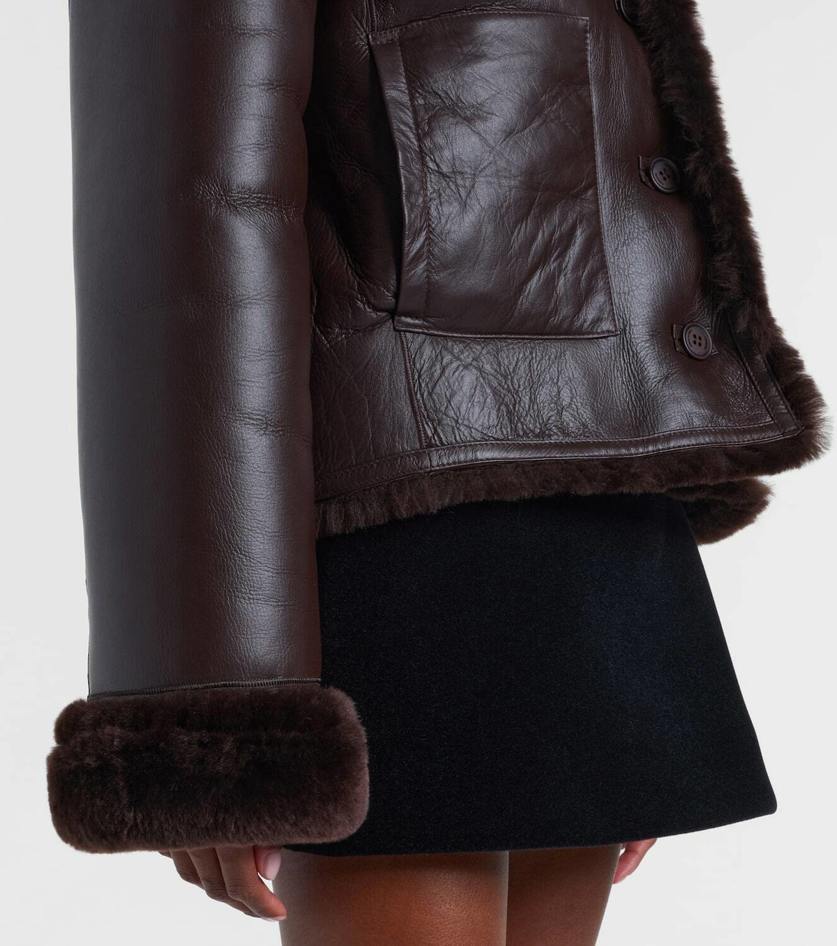 David Koma Reversible shearling and leather jacket
