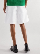 Bottega Veneta - Wide-Leg Logo-Embroidered Cotton-Twill Shorts - White