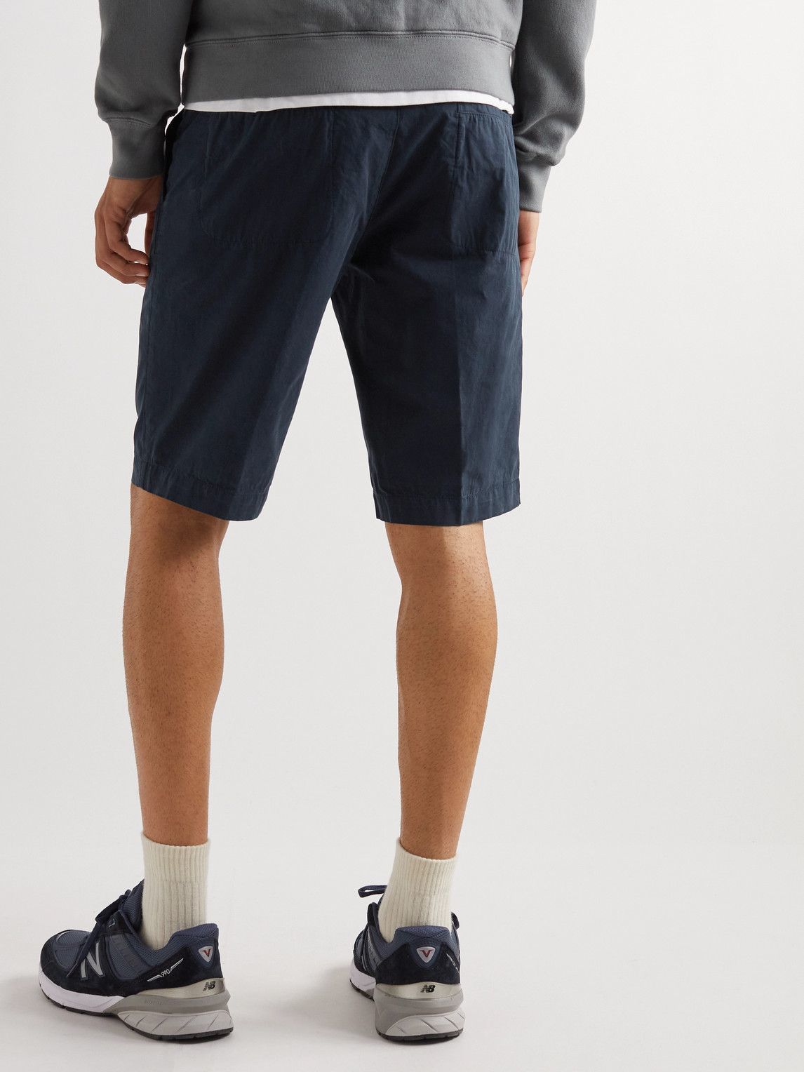 Aspesi - Straight-Leg Garment-Dyed Cotton Bermuda Shorts - Blue