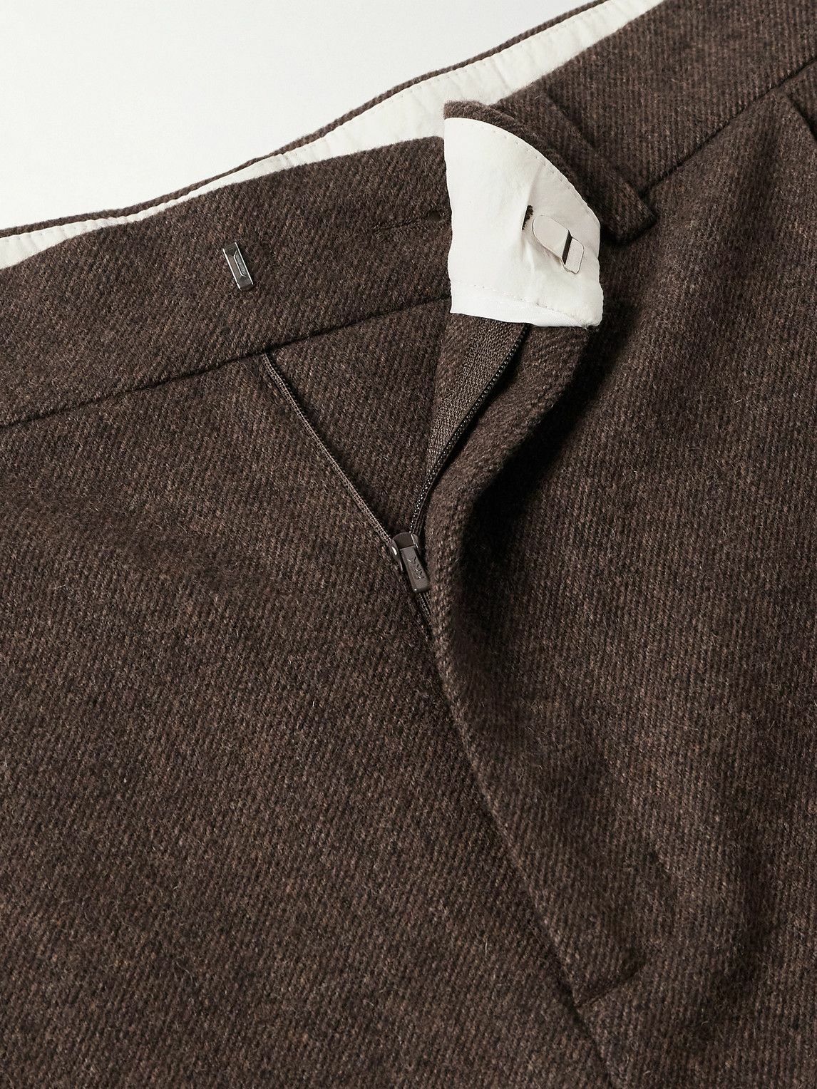 Amomento - Martin Straight-Leg Pleated Wool-Blend Twill Trousers - Brown