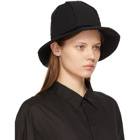 Ys Black Gabardine Button Bucket Hat