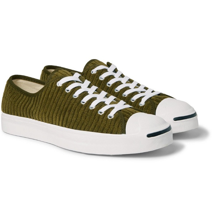 Photo: Converse - Jack Purcell OX Rubber-Trimmed Corduroy Sneakers - Army green