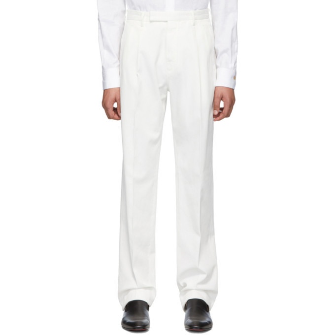 Photo: Ermenegildo Zegna White Cotton Pleated Trousers