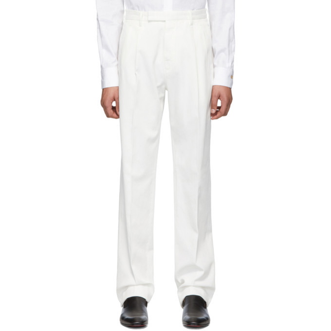 Photo: Ermenegildo Zegna White Cotton Pleated Trousers