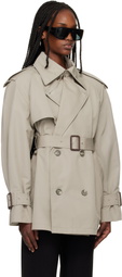 WARDROBE.NYC Taupe Clean Mini Trench Coat