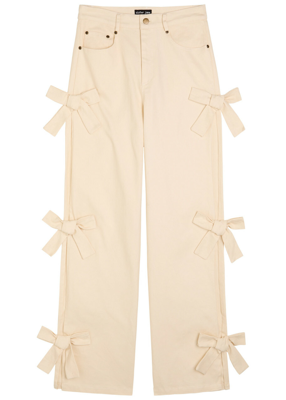 Sister Jane Bay Bow-appliquéd Straight-leg Jeans White