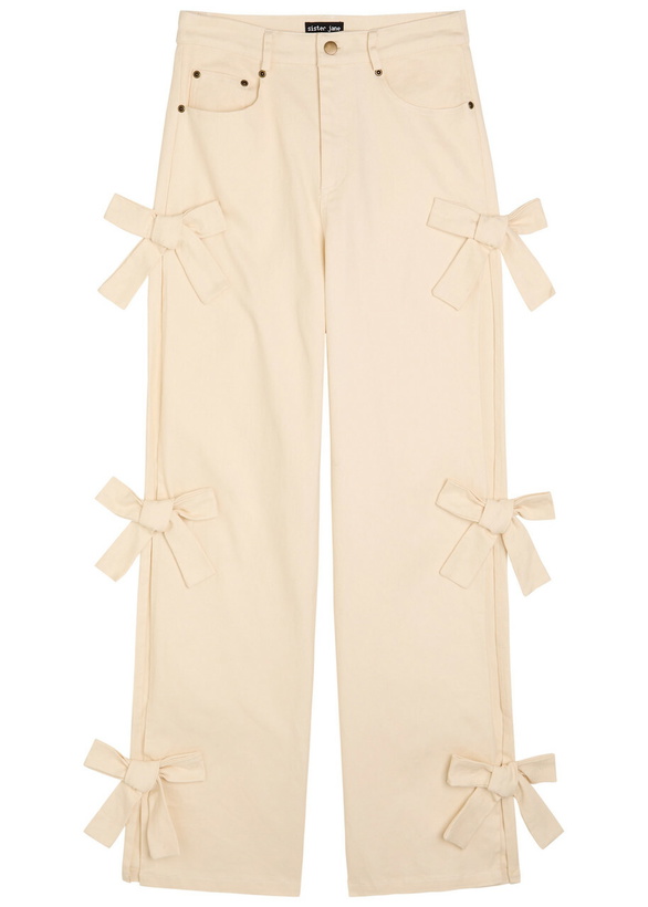 Photo: Sister Jane Bay Bow-appliquéd Straight-leg Jeans White
