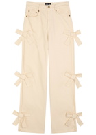 Sister Jane Bay Bow-appliquéd Straight-leg Jeans White