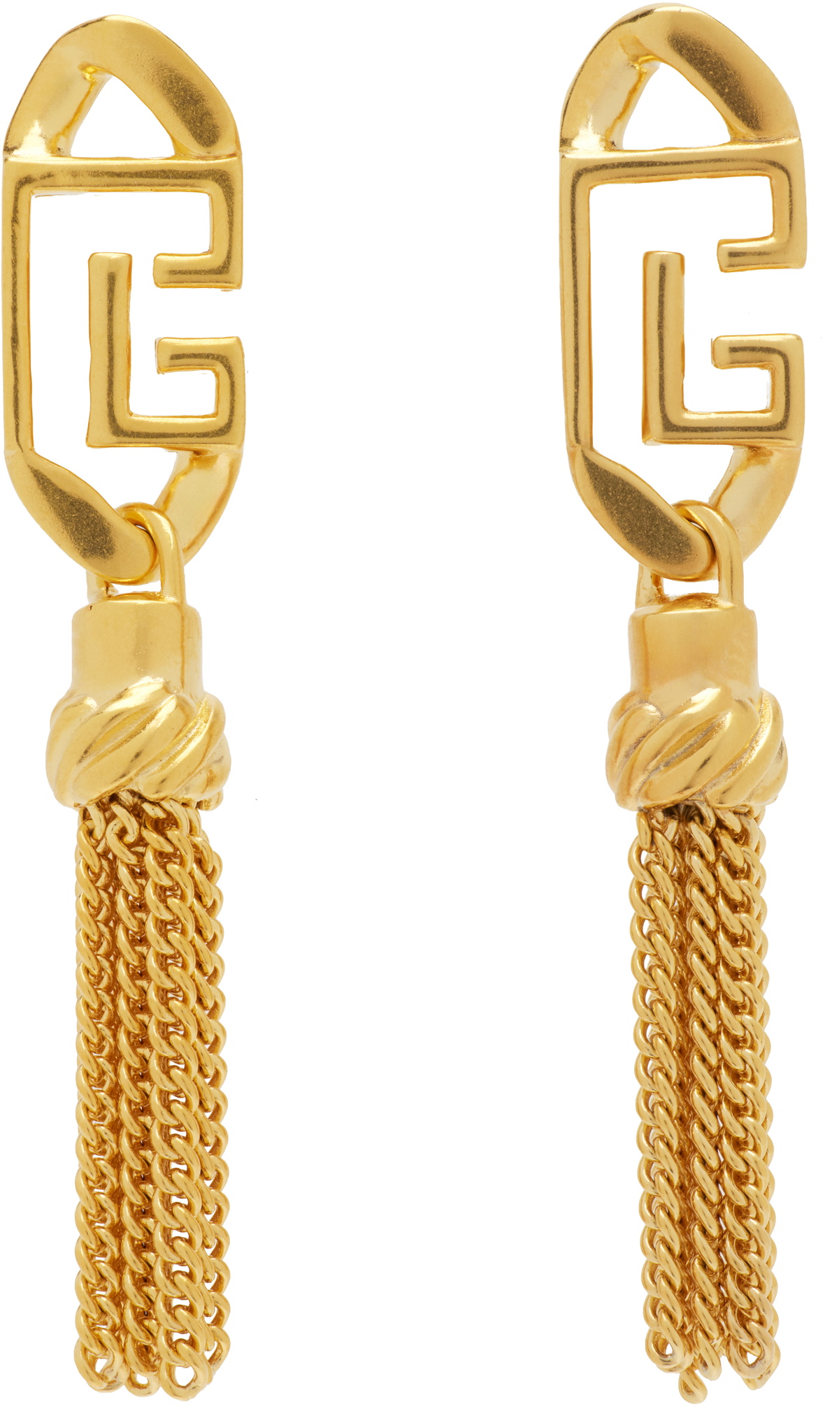 Balmain Sync 'PB' Pendant Brass Earrings