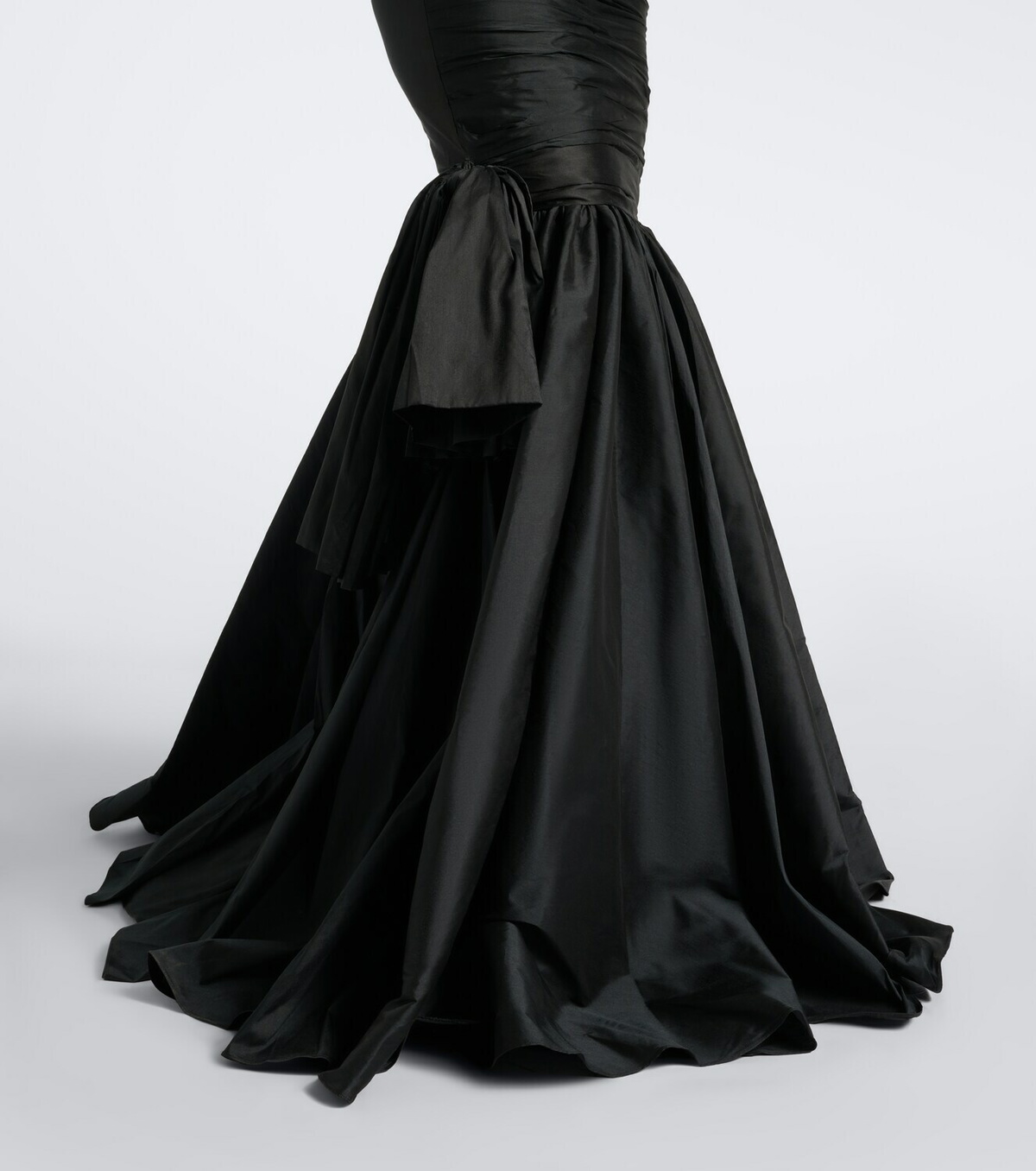 Là Fuori Gilded Geo draped sequined bustier gown