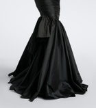 Là Fuori Gilded Geo draped sequined bustier gown