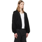 We11done Black Logo Pin-Tucked Zip-Up Hoodie