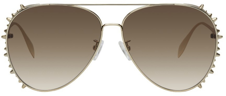 Photo: Alexander McQueen Gold Punk Stud Pilot Sunglasses