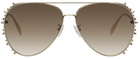 Alexander McQueen Gold Punk Stud Pilot Sunglasses