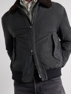 Valstar - Cudden Plush-Trimmed Suede Down Jacket - Black