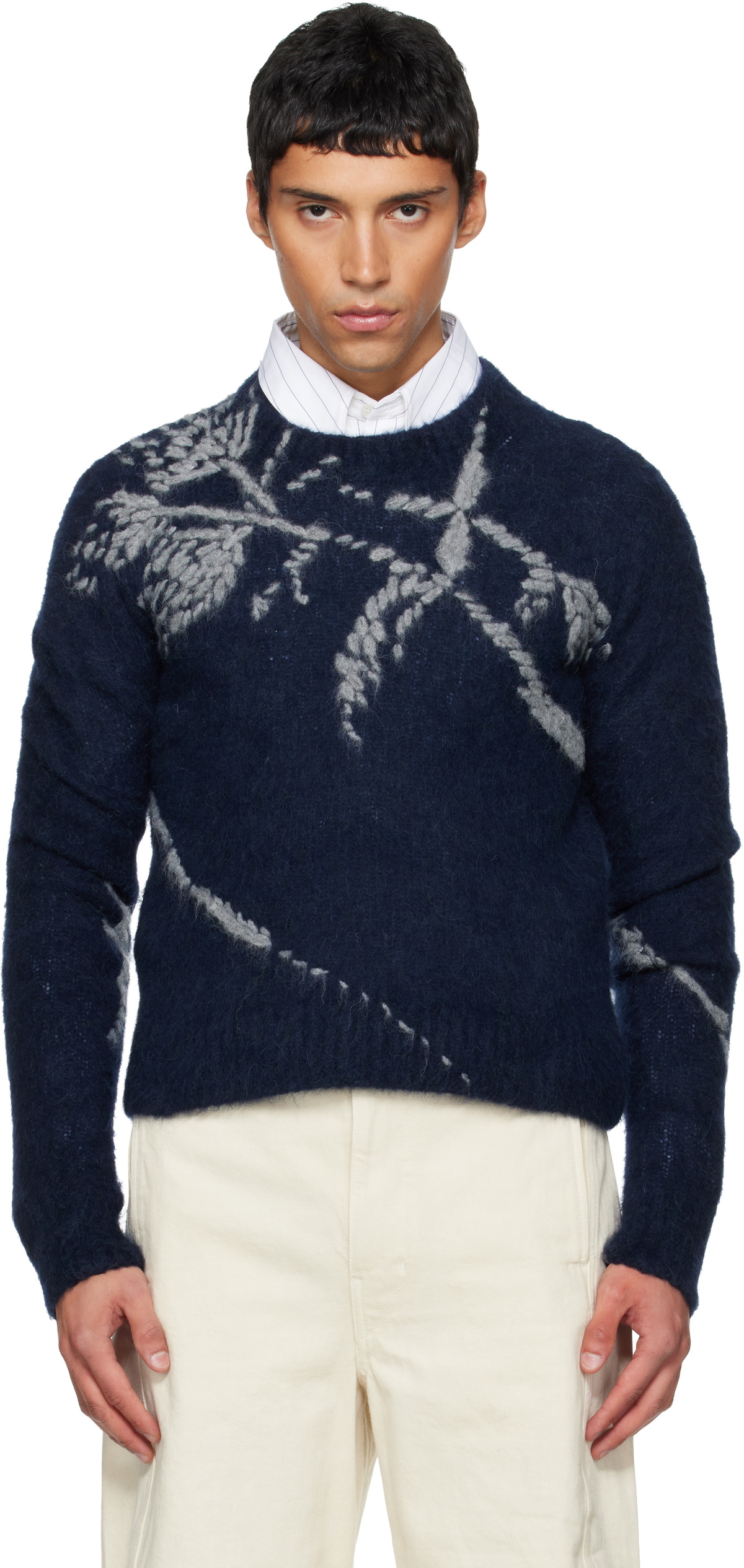 Dries Van Noten Navy Alpaca Sweater