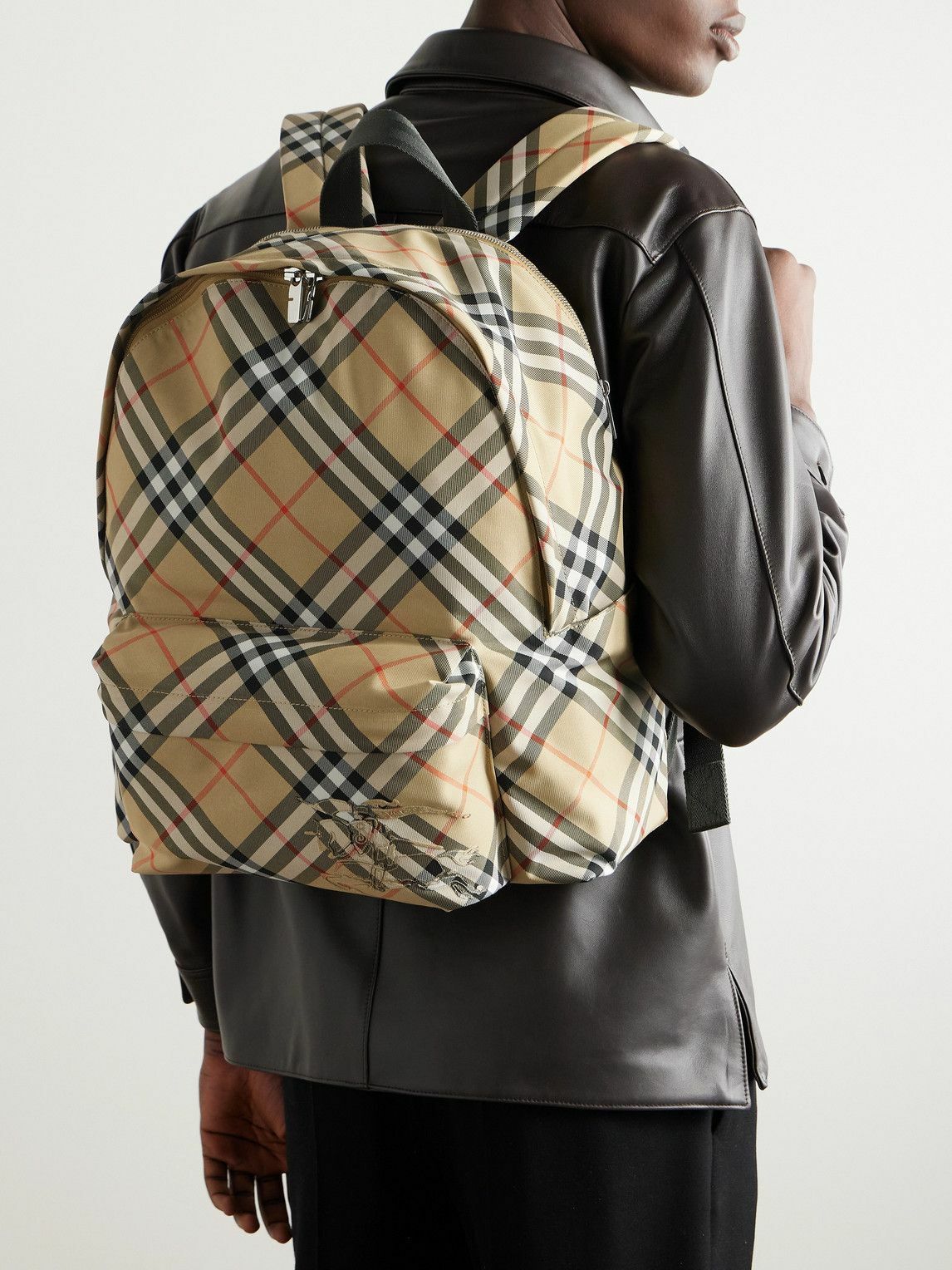 Burberry - Checked Coated-Canvas Backpack