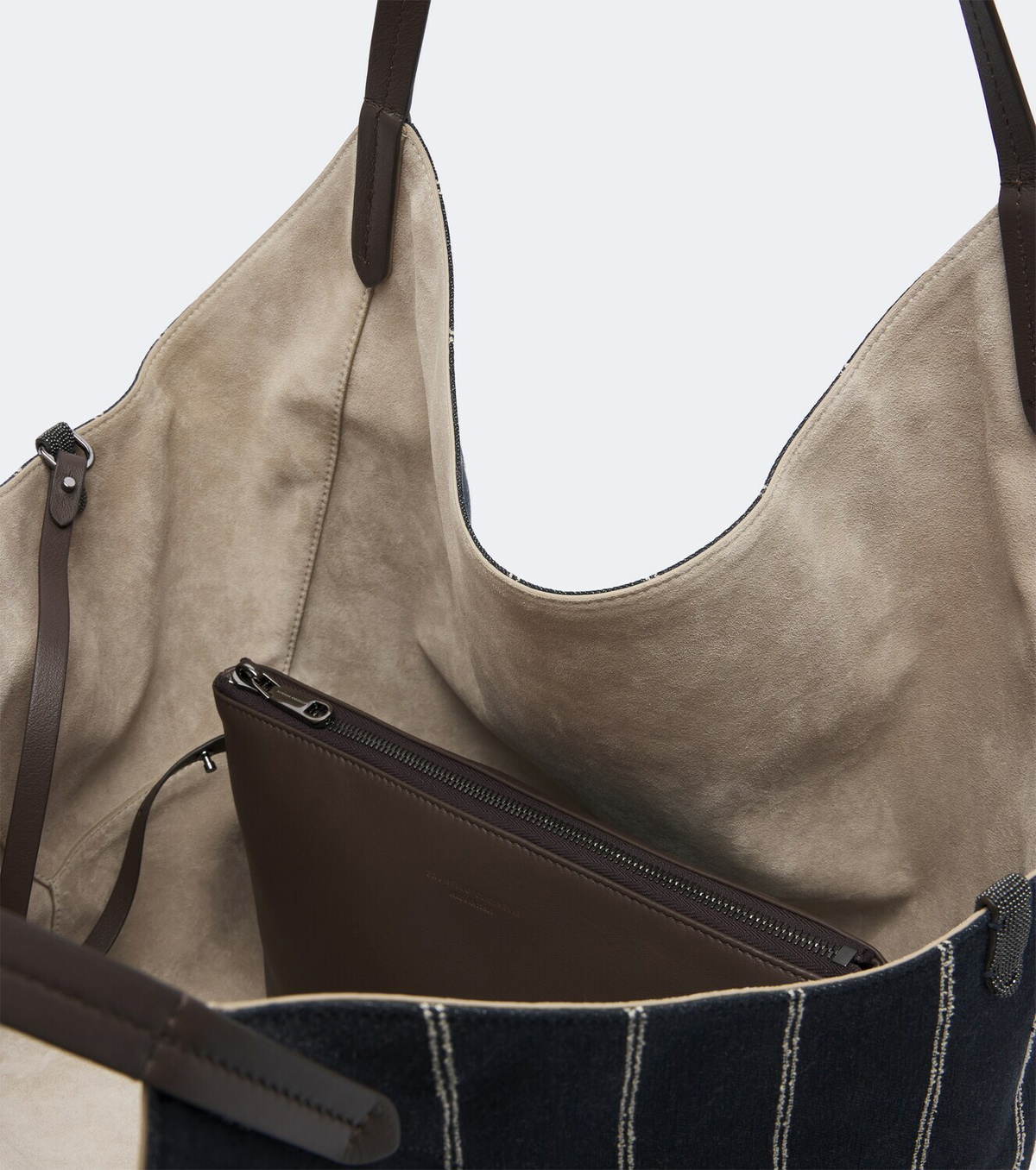 Brunello Cucinelli Monili striped canvas tote bag