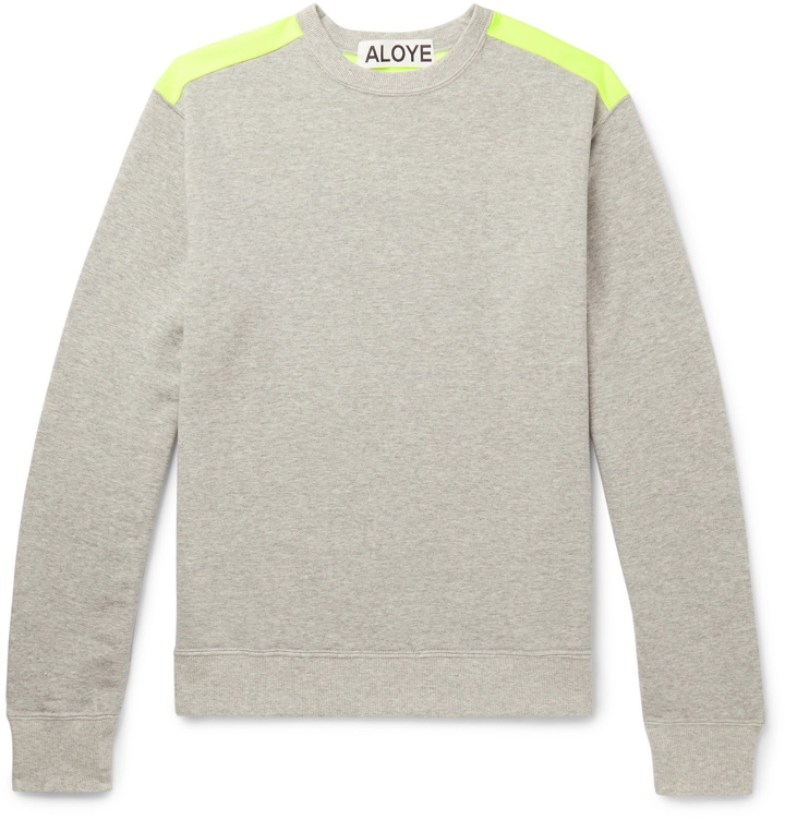 Photo: Aloye - Colour-Block Mélange Neon Loopback Cotton-Jersey Sweatshirt - Gray