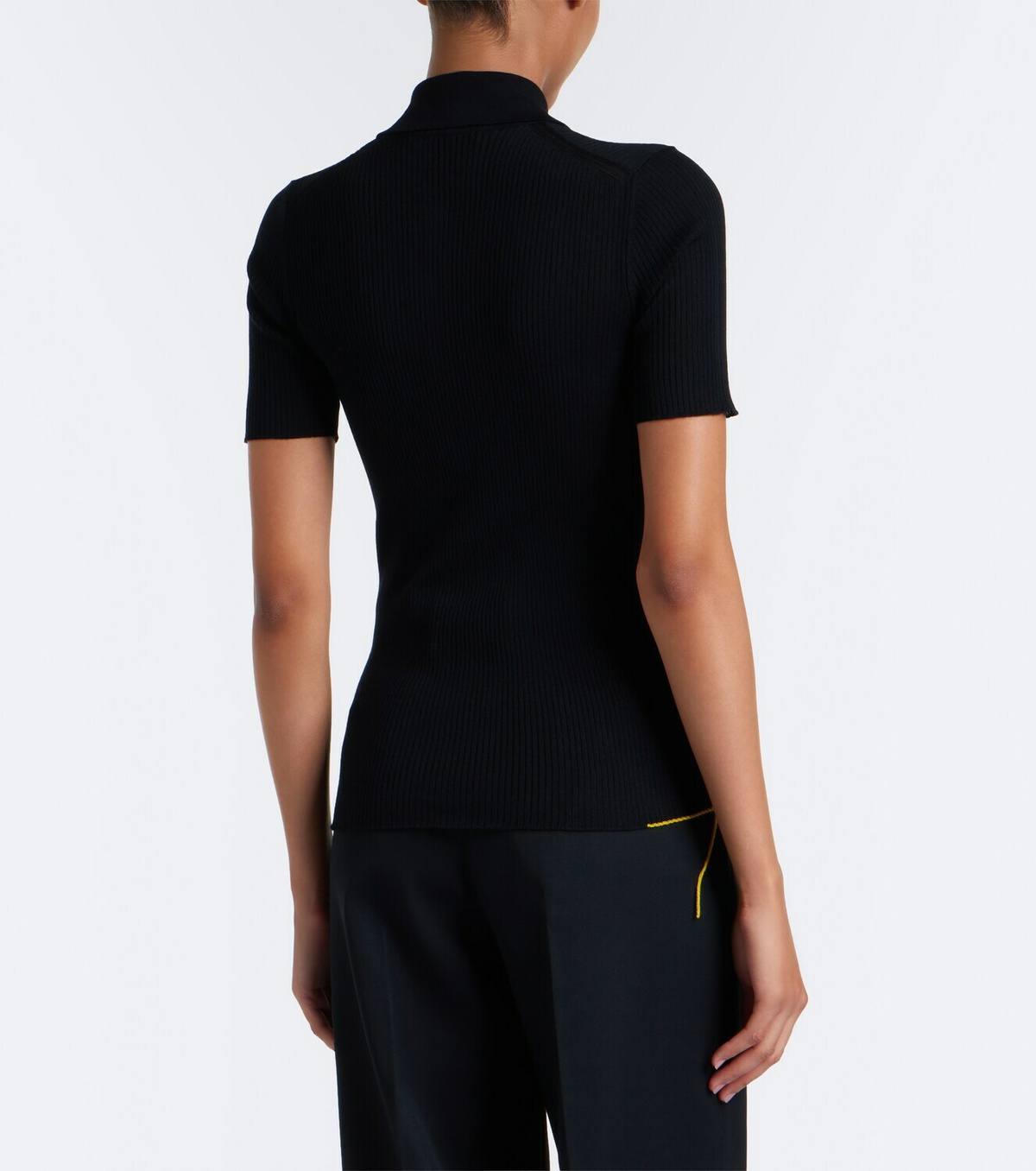 Fendi Ribbed-knit wool-blend polo shirt