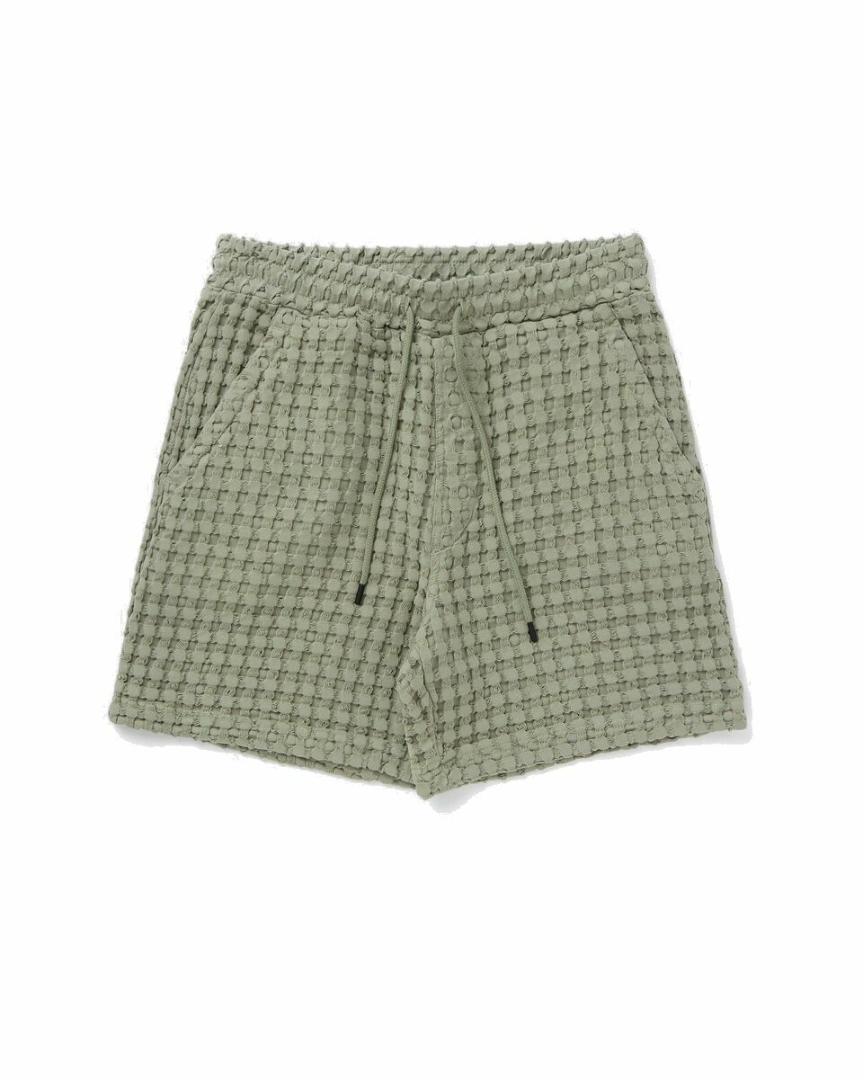 Photo: Oas Dusty Green Porto Waffle Shorts Green - Mens - Casual Shorts