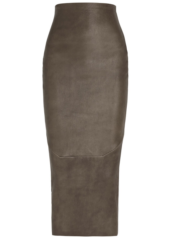 Photo: Rick Owens Leather-blend Midi Skirt Light Brown