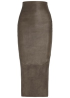 Rick Owens Leather-blend Midi Skirt Light Brown