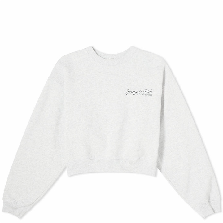 Photo: Sporty & Rich Women's French Cropped Crew Sweat in Heather Gray