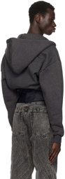Mugler Gray & Black Corseted Hoodie