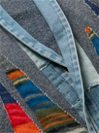 Greg Lauren - Scrapwork GL1 Distressed Wool, Denim and Linen Jacket - Gray