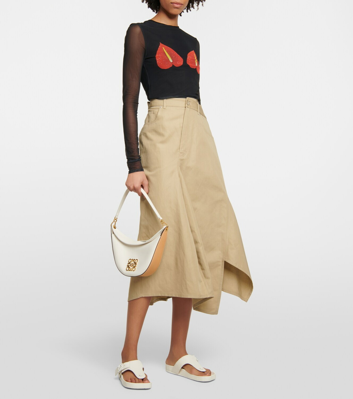 サンダル・ミュール Loewe White Leather Petal Thong Mules Loewe Loewe White Leather Petal Thong Mules Women's IT 36