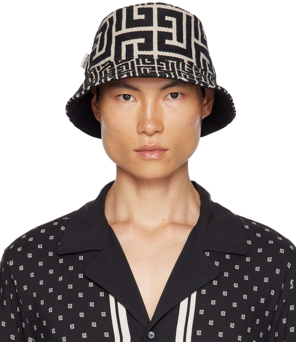 Jacquard bucket hat with Balmain monogram