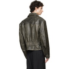 Marine Serre Gray Vintage Moon Leather Biker Jacket