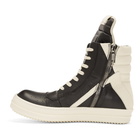 Rick Owens Black and Off-White Geobasket High-Top Sneakers