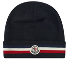 Moncler Men's Tricolore Band Logo Beanie in Navy