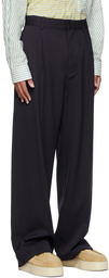 Loewe Navy Wool Double Pleated Trousers