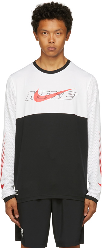 Photo: Nike White & Black Sport Clash Long Sleeve T-Shirt