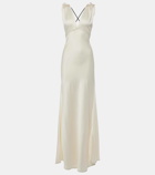 Victoria Beckham Gathered open-back crêpe satin gown