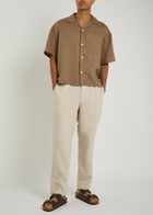 Wax London Kurt Tapered-leg Linen Trousers Beige
