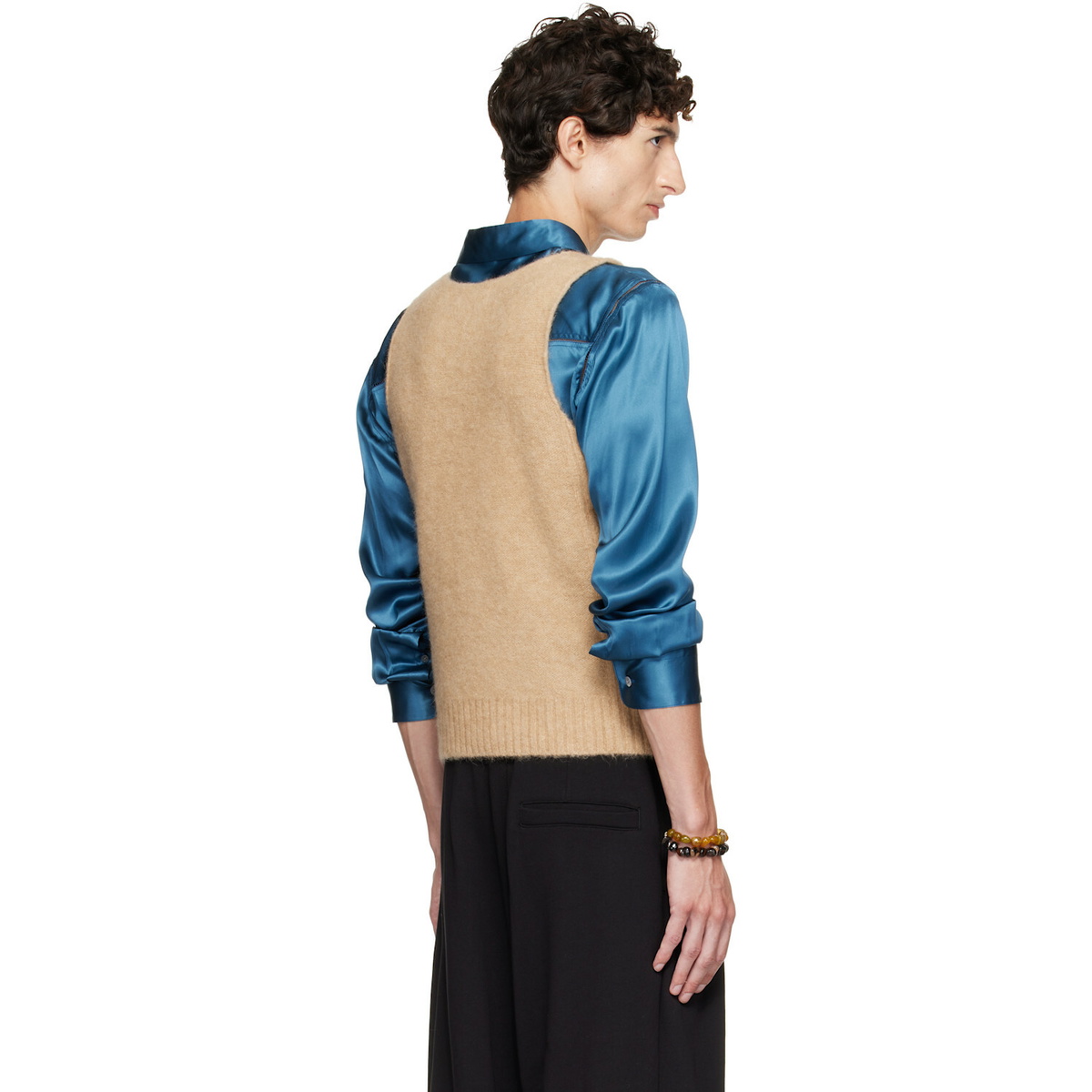 Dries Van Noten Beige Jacquard Wool Sweater Vest