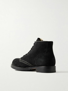 Visvim - Brigadier-Folk Leather-Trimmed Suede Boots - Black