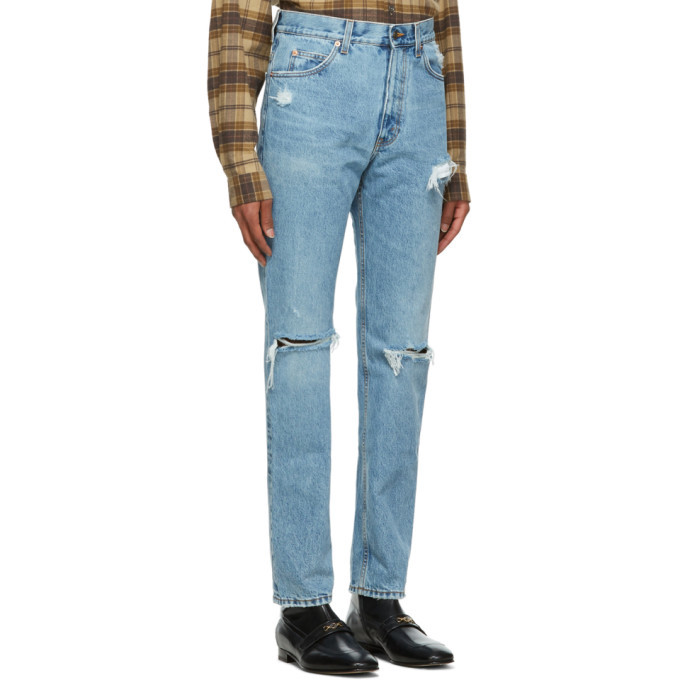 Gucci Blue Ripped Eco Washed Jeans Gucci