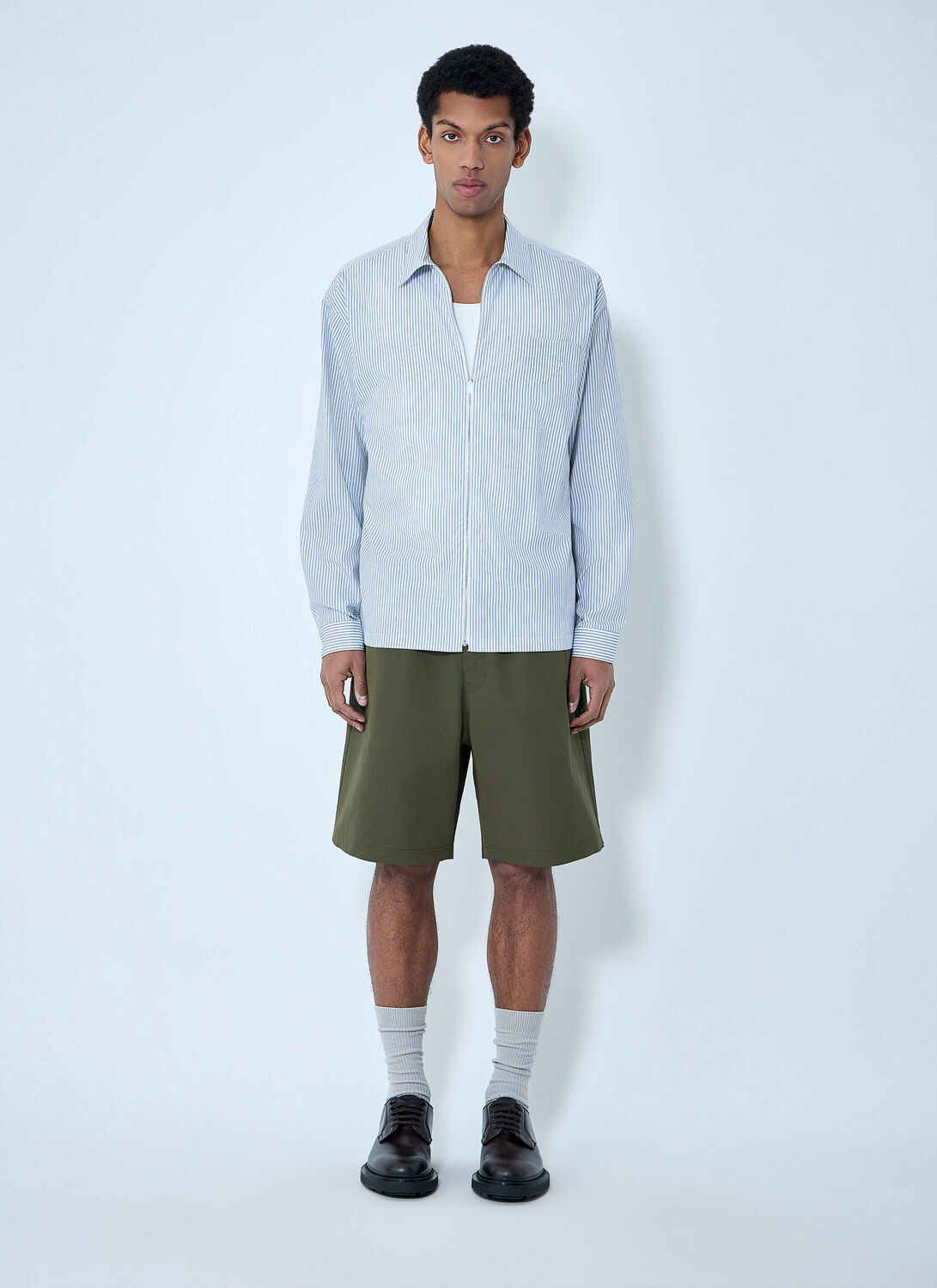 Prada Zip-Front Stripe Shirt Prada