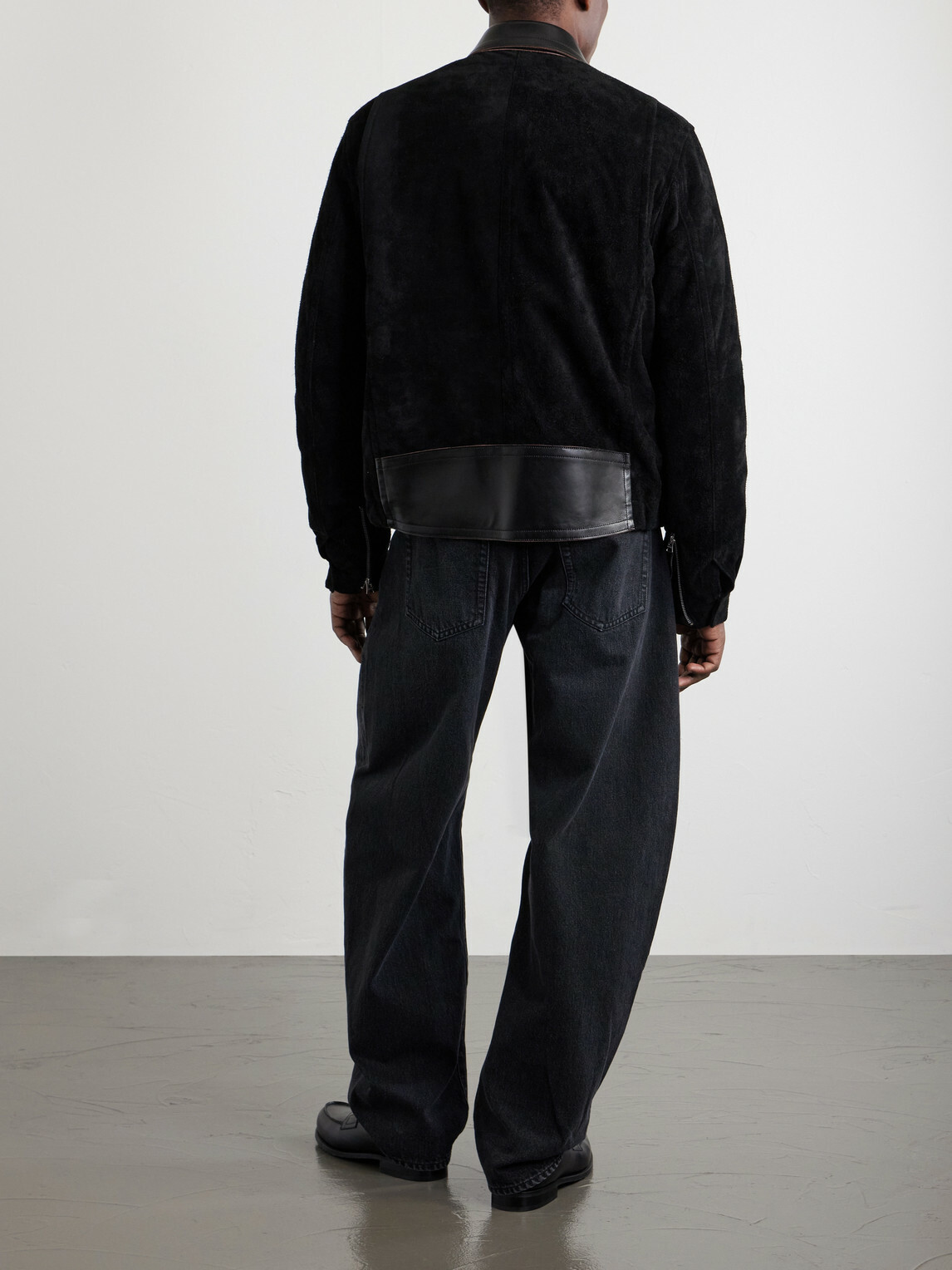 Sacai - Leather-Trimmed Suede Jacket - Black