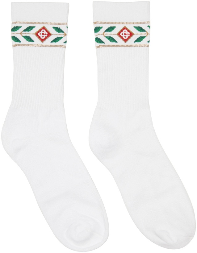 Photo: Casablanca White Ribbed Sport Socks
