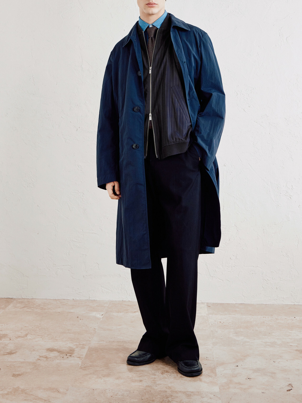 Barena - Gabier Fulgor Striped Wool-Blend Bomber Jacket - Blue