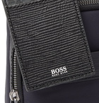 HUGO BOSS - Textured Leather-Trimmed Shell Messenger Bag - Blue