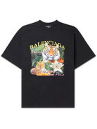 Balenciaga - Oversized Printed Cotton-Jersey T-Shirt - Black